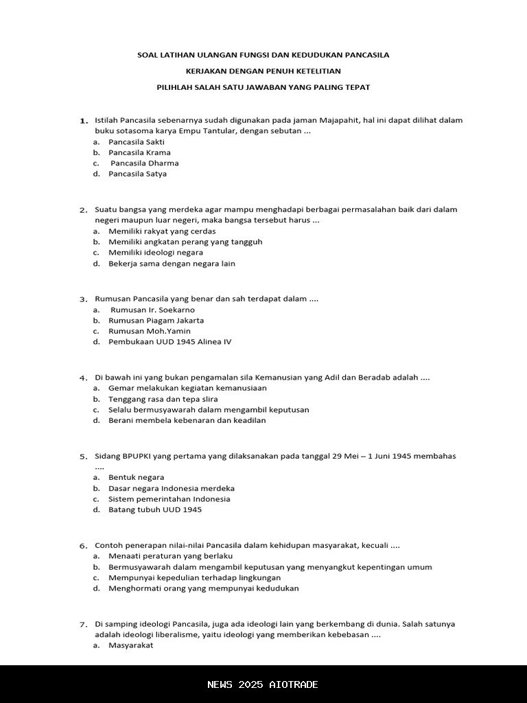 Contoh Soal Remedial Pancasila Kelas 8 SMP Semester 1 Kurikulum 2025