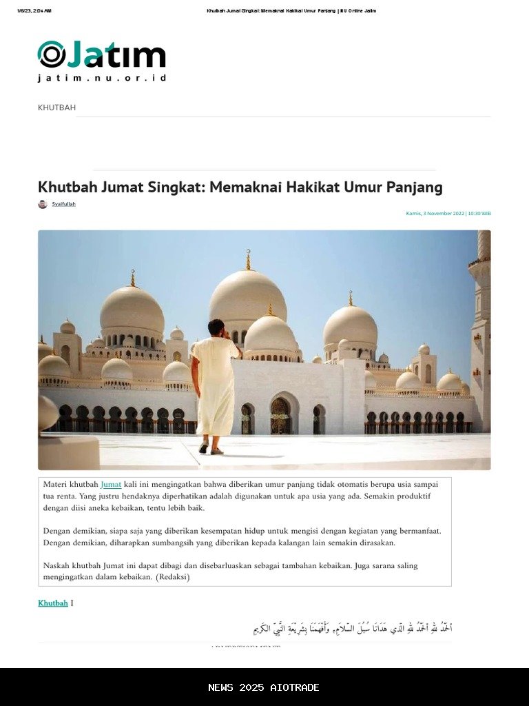 Contoh Khutbah Jumat: Makna Umur Panjang