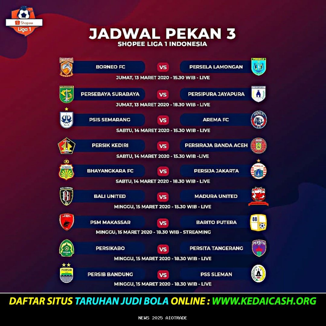 Jadwal Liga 1 2025 Pekan ke-7 Terbaru