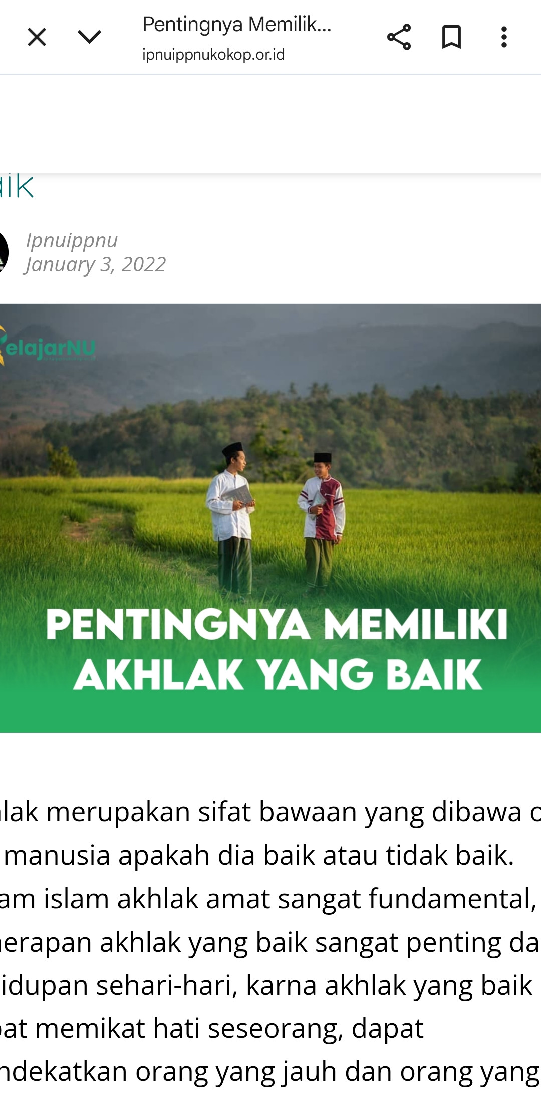 pentingnya akhlak yang baik