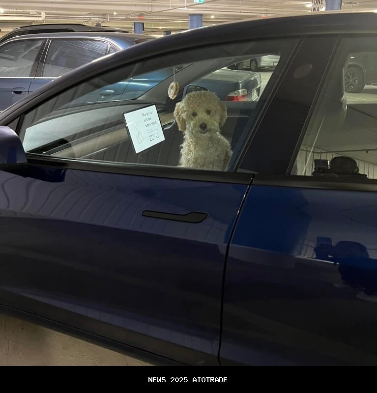 Anjing yang difoto sendirian di Tesla yang terparkir dengan pesan di layar sentuh mengejutkan penggu