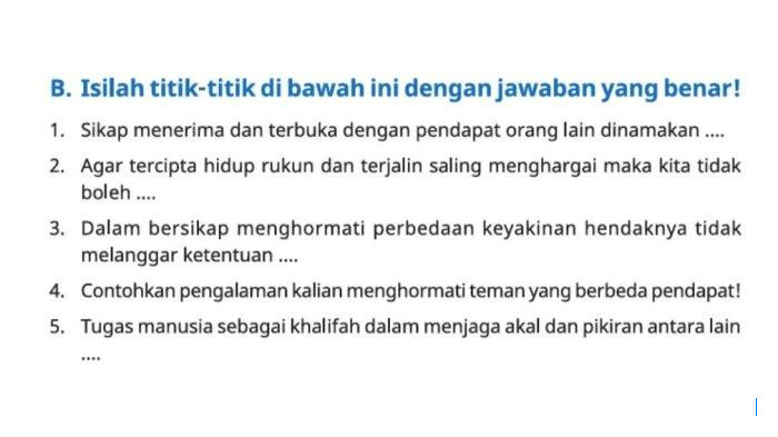 Kunci Jawaban PAI Kelas 5: Sikap Menerima Pendapat Orang Lain