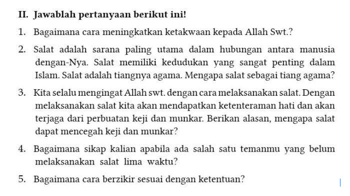 Kunci Jawaban PAI Kelas 7 Halaman 70: Alasan Salat Mencegah Keji dan Munkar