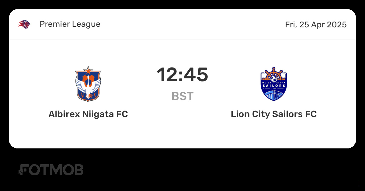 Prediksi Skor Lion City Sailors vs Albirex Niigata, Statistik Head to Head S League