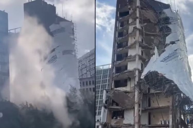 Detik-Detik Gedung di Manchester City Ambruk, Ratusan Orang Dievakuasi